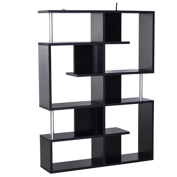 acquista Bücherregal mit 5 Ebenen aus schwarzem Holz, 120 x 28,6 x 160 cm