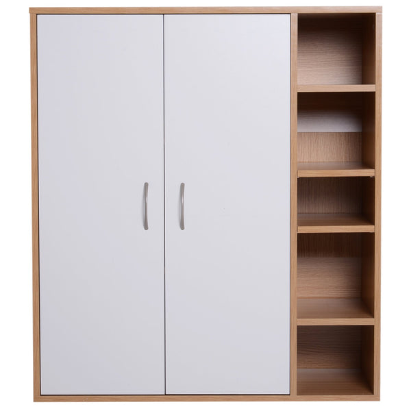 sconto Sideboard mit 2 Türen und 5 Regalen in Holz und Weiß 80x32x90,5 cm