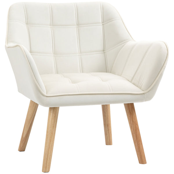 sconto Gepolsterter Sessel 68,5 x 61 x 72,5 cm aus cremefarbenem Stoff mit Samteffekt