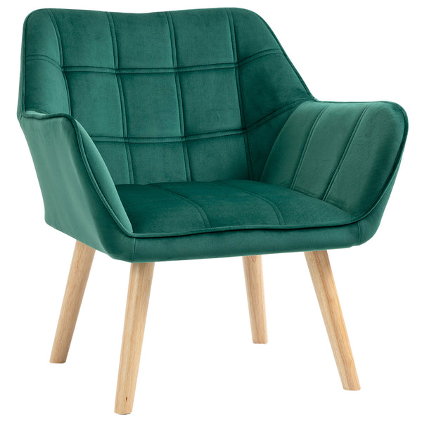 online Gepolsterter Sessel 64x62x72,5 cm in grünem Stoff mit Samteffekt