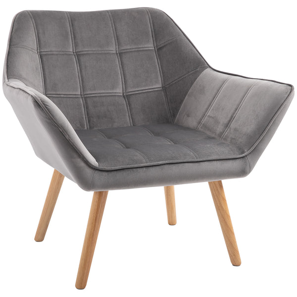 Gepolsterter Sessel 64x62x72,5 cm in grauem Stoff mit Samteffekt acquista