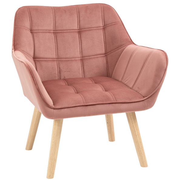 online Gepolsterter Sessel 68,5 x 61 x 72,5 cm aus Stoff mit rosa Samteffekt
