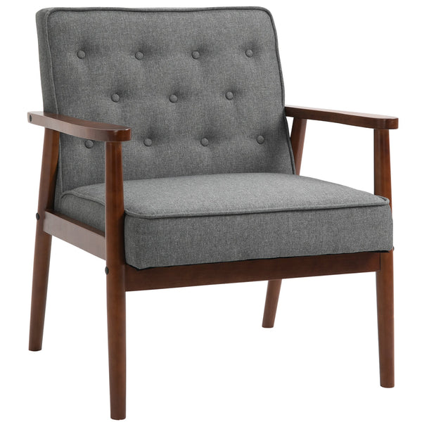 online Gepolsterter Sessel mit Armlehnen 73x70x86 cm in grauem Leinen