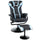 Drehbarer Gaming-Stuhl mit Fußstütze aus schwarzem und blauem Kunstleder