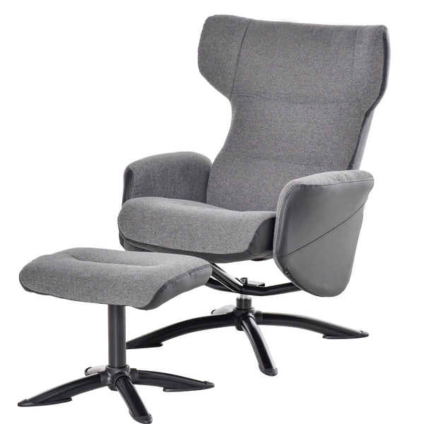 acquista Relax-Liegestuhl mit Fußstütze aus grauem Stoff und Kunstleder