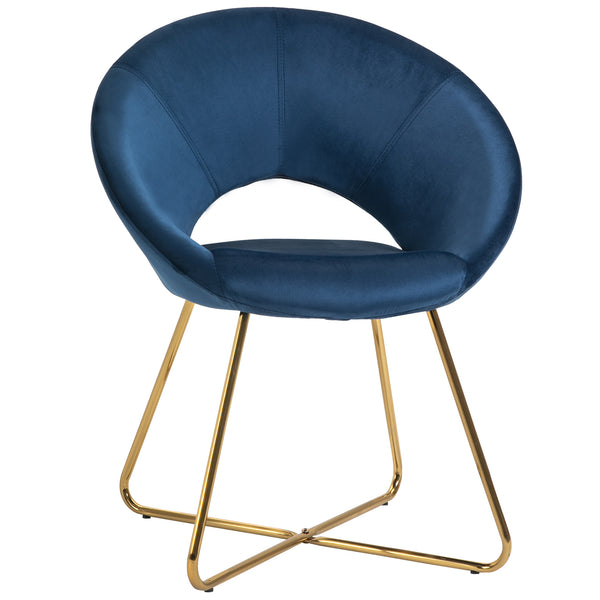 Gepolsterter Sessel aus Samt und blauem Metall acquista