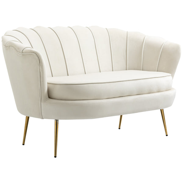 2-Sitzer-Sofa 130 x 77 x 77 cm in cremefarbenem Samt online