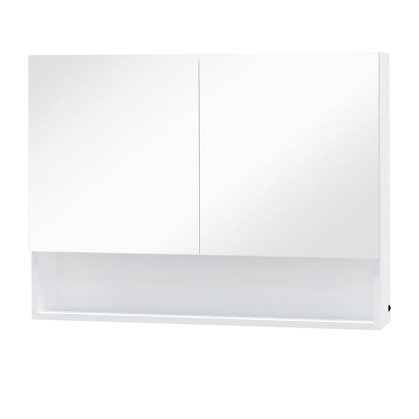 Badezimmer-Spiegelschrank 2 Türen 1 Ablage 80 x 15 x 60 cm mit weißem LED-Licht prezzo
