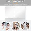Mobiletto Specchiera da Bagno 2 Ante 1 Ripiano 80x15x60 cm con Luce LED Bianco-6