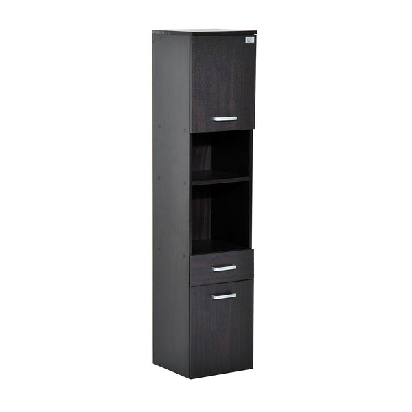 prezzo Badezimmer-Säulenschrank aus dunkelbraunem Holz 30 x 29 x 135 cm