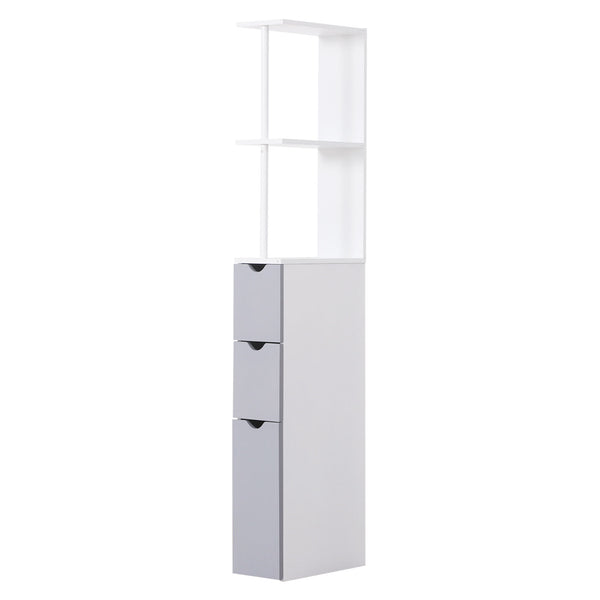 sconto Platzsparender Badezimmer-Säulenschrank aus weißem Holz 15x33x136 cm
