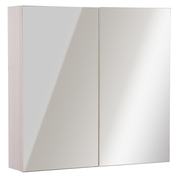 sconto Badezimmerspiegel mit 2 Türen und 3 Ablagen aus Eichenholz 63x60x13,5 cm