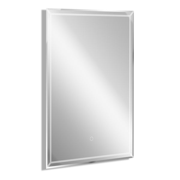 sconto Badezimmerspiegel mit LED-Beleuchtung und Berührungsschalter aus Glas und Aluminium 50x3x70 cm