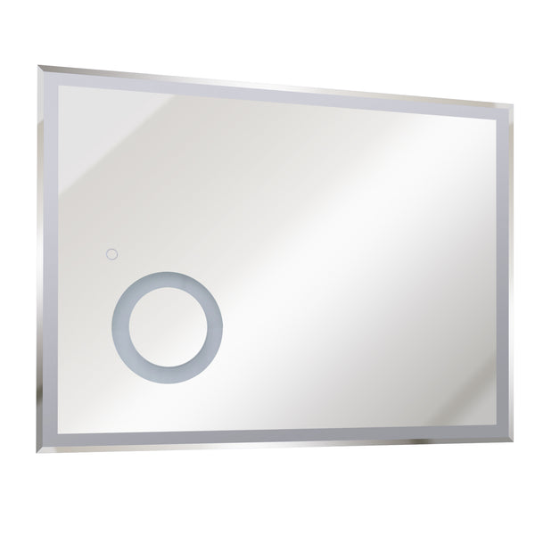 sconto Badezimmerspiegel mit LED-Beleuchtung und Berührungsschalter aus Glas und Aluminium 80x3x60 cm