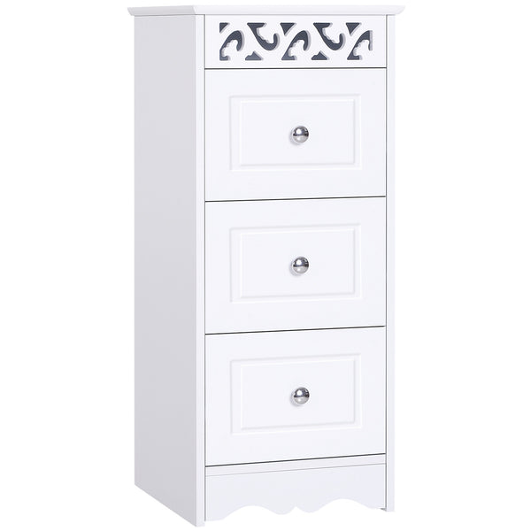 Badezimmerschrank Kommode mit 3 Schubladen aus Holz 30 x 30 x 68,5 cm Floreare Weiß prezzo
