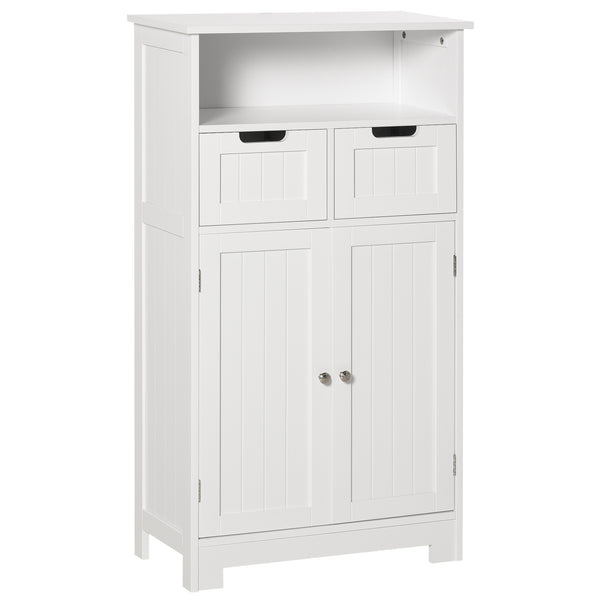 Badezimmerschrank 2 Türen 2 Schubladen 60 x 30 x 108,8 cm aus weißem MDF online