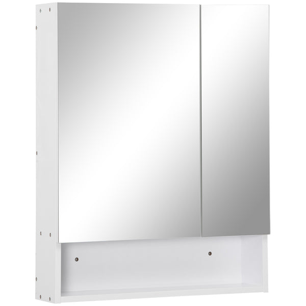 prezzo Badezimmer-Wandschrank mit Spiegel 2 Türen 60 x 15 x 75 cm aus weißem MDF
