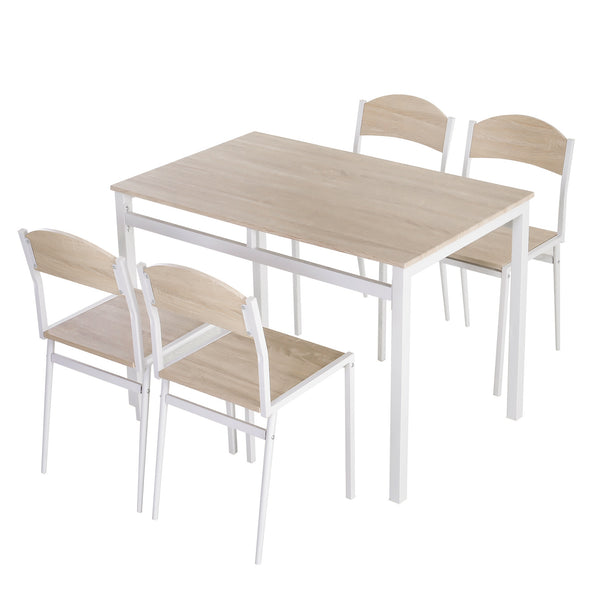 Esstisch und 4 Stühle aus Metall und weißem MDF und Holz acquista