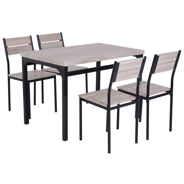 Esstisch und 4 Stühle aus Holz und schwarzem Metall online