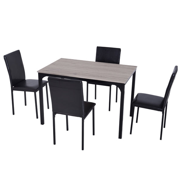 acquista Esstisch und 4 gepolsterte Stühle aus Stahl, Leder und Industrieholz