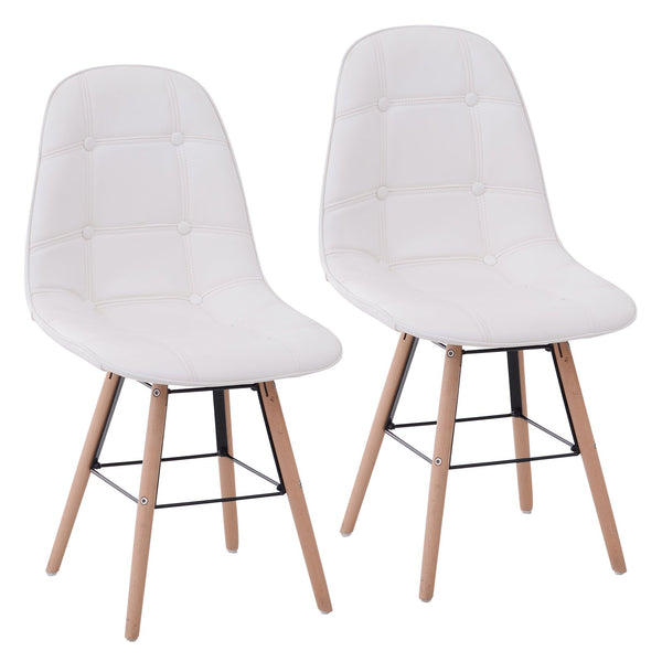 Set aus 2 gepolsterten Designer-Esszimmerstühlen mit Beinen aus cremefarbenem Metall und Holz prezzo