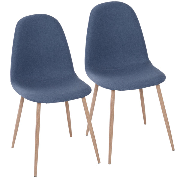 online Set aus 2 Esszimmerstühlen in modernem Design aus Leinen mit blauen Metallbeinen