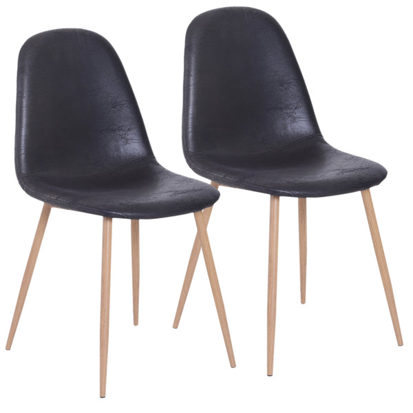 prezzo Set aus 2 Esszimmerstühlen in modernem Design aus Leinen mit schwarzen Metallbeinen
