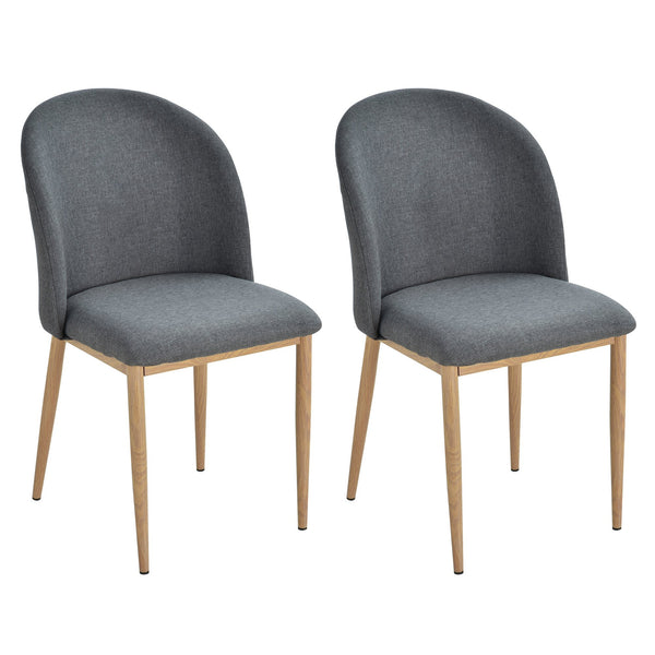 Set mit 2 gepolsterten Stühlen aus Stahl und Polyester 50 x 58 x 85 cm Grau prezzo
