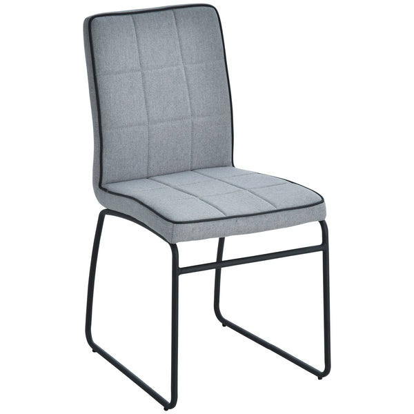Set mit 2 gepolsterten Stühlen aus Stahl und Leinenstoff 44 x 55 x 88 cm Hellgrau sconto