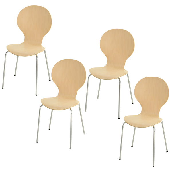 Set aus 4 stapelbaren Stühlen aus Stahl und Holz sconto