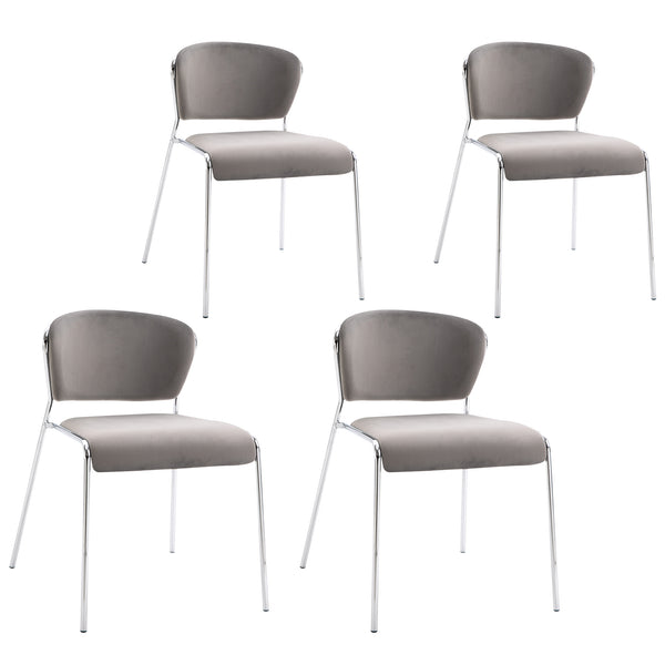 Set mit 4 Stühlen aus grauem Metall und Polyester sconto