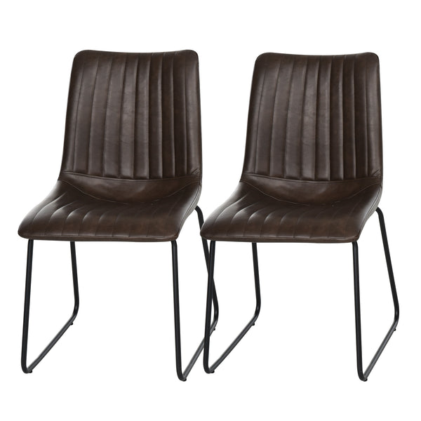 acquista Set mit 2 gepolsterten Stühlen aus dunkelbraunem Kunstleder