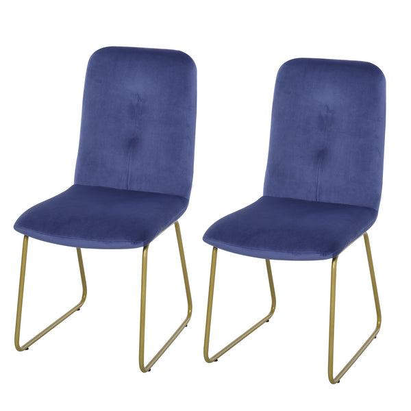 online Set mit 2 gepolsterten Stühlen 44,5 x 59,5 x 91 cm in blauem Flanell
