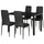 Esstisch mit Glasplatte und 4 Stühlen aus Metall und schwarzem Kunstleder