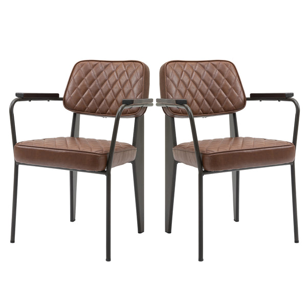Set mit 2 gepolsterten Stühlen 58,5 x 59 x 81 cm in braunem Kunstleder und Stahl acquista