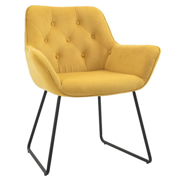 Gepolsterter Sessel 70x66,5x82 cm aus gelbem Stoff mit Samteffekt online