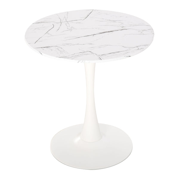 online Runder Tisch Ø70 cm aus Metall und weißem MDF-Holz mit Marmoreffekt
