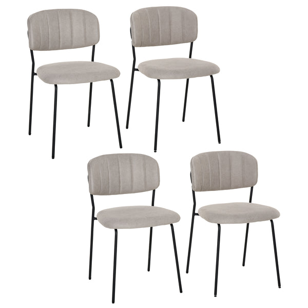 acquista Set mit 4 gepolsterten Stühlen 49,5 x 55 x 81 cm in Stoff mit Leineneffekt in Khaki
