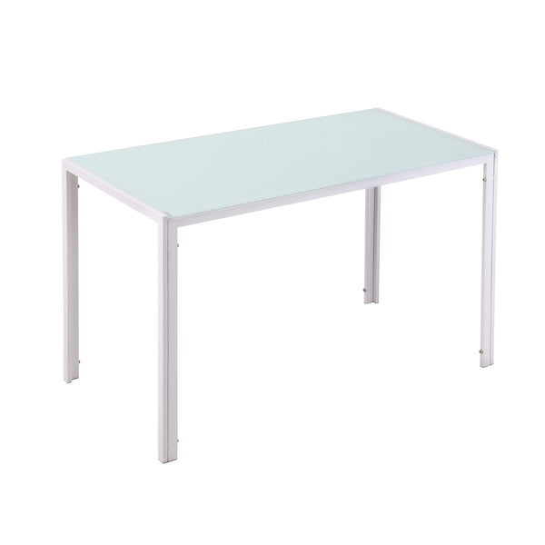 Rechteckiger Tisch 120 x 60 x 75 cm aus Metall und weißem gehärtetem Glas online