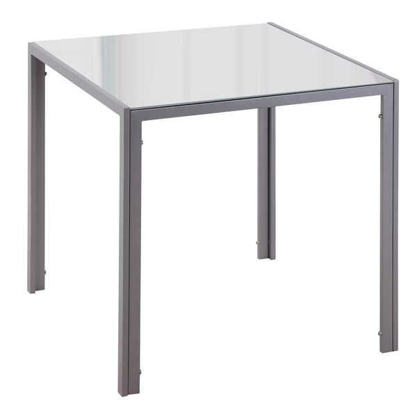 acquista Quadratischer Tisch 75x75x75 cm aus Metall und grauem gehärtetem Glas