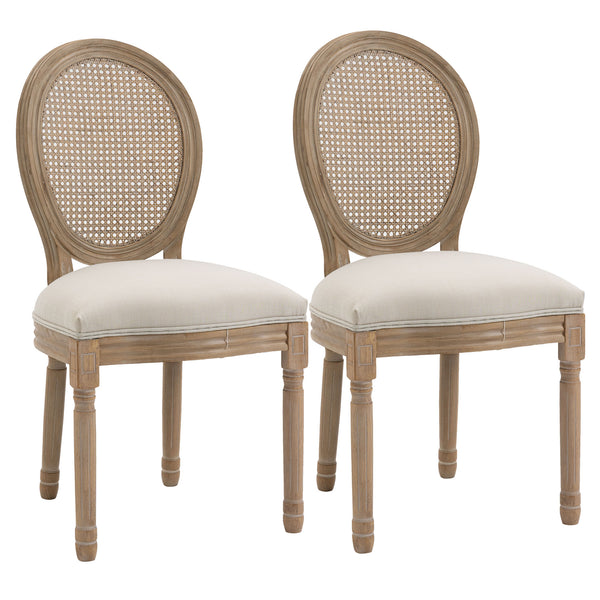 Set mit 2 gepolsterten Stühlen 49 x 56 x 96 cm in Holz und weißem Stoff acquista