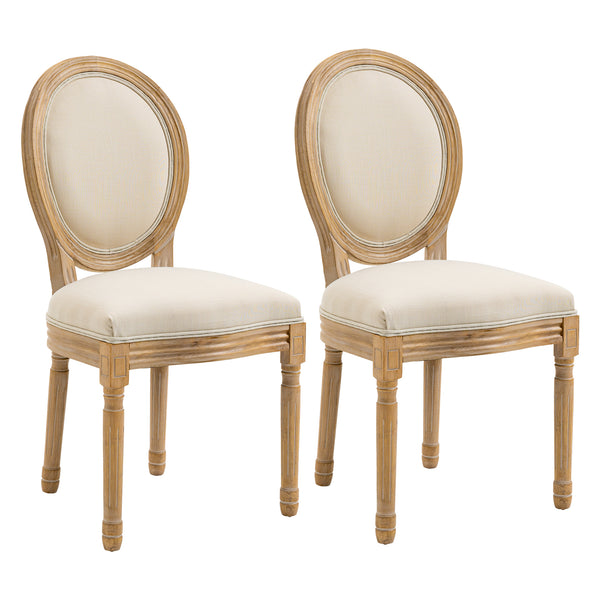 acquista Set mit 2 gepolsterten Retro-Stühlen 49 x 56 x 96 cm in Holz und cremeweißem Stoff