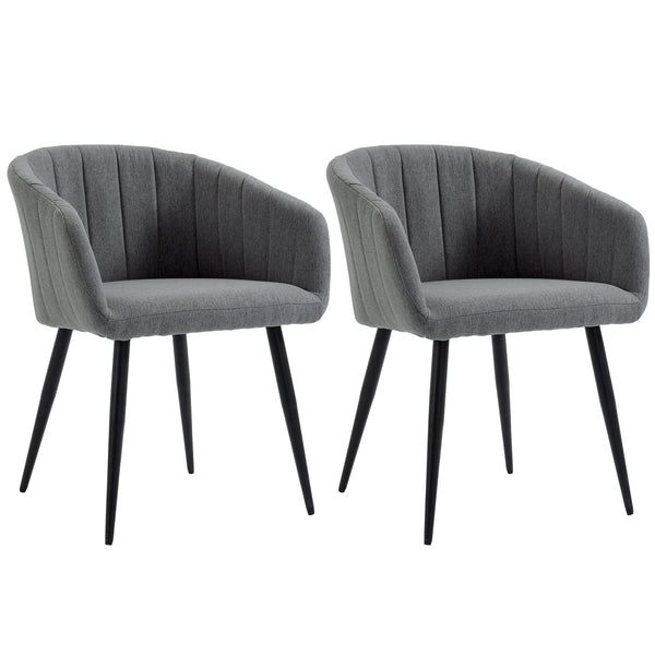 Set mit 2 gepolsterten Stühlen 62 x 56 x 76 cm in dunkelgrauem Stoff in Leinenoptik acquista