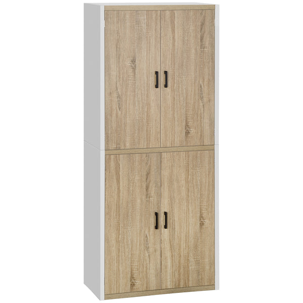 Küchenvorratsschrank 4 Türen 80 x 40 x 182 cm aus weißem MDF und Holz sconto
