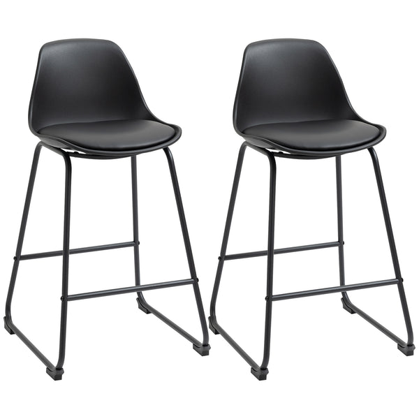 Set mit 2 Hockern mit Rückenlehne 43x43x97,5 cm Gepolsterter Sitz aus schwarzem Kunstleder online