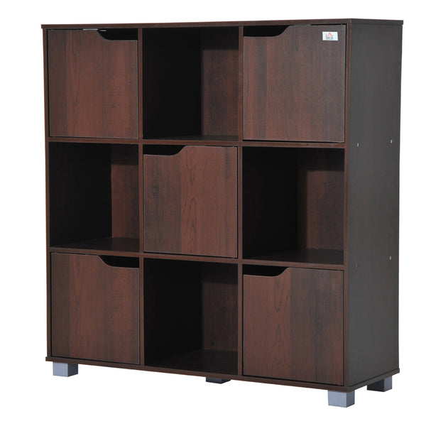 acquista Bücherregal aus braunem Holzboden mit 9 Fächern 89,5 x 30 x 93 cm