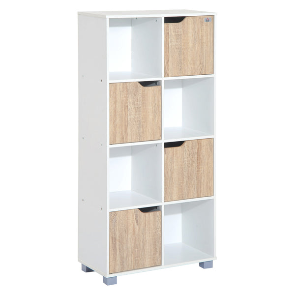 acquista Design-Bücherregal mit 8 Fächern aus weißem Holz 60x30x122 cm