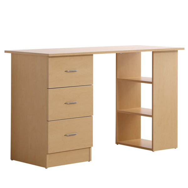 Schreibtisch mit 3 Schubladen und Regalen aus Naturholz 120x49x72 cm prezzo