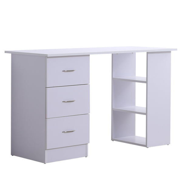 Schreibtisch mit 3 Schubladen und Regalen aus weißem Holz 120 x 49 x 72 cm acquista