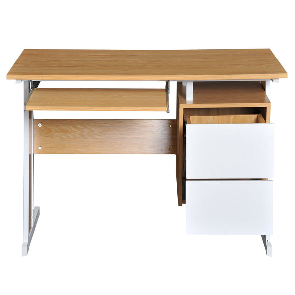 Schreibtisch mit 2 Schubladen und verschiebbarer Tastaturablage aus Holz 105 x 54 x 75 cm sconto